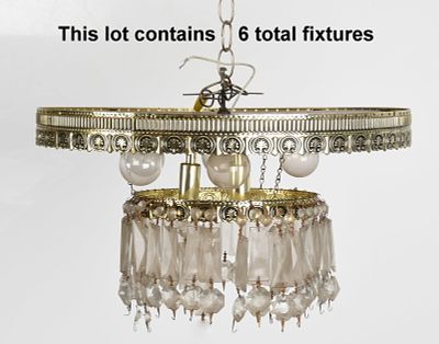 Set of Cut Glass and Gilt Metal Ceiling Fixtures, 20th Century. A Set of Cut Glass and Gilt 