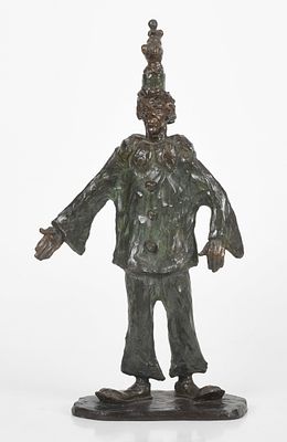 Agnes Yarnall (American, 1904-1988), Patinated Bronze Figure of a Clown 
signed and dated 