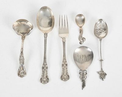Six Pieces of Silver Flatware Including Tiffany & Co. Six Pieces of Silver Flatware Including 