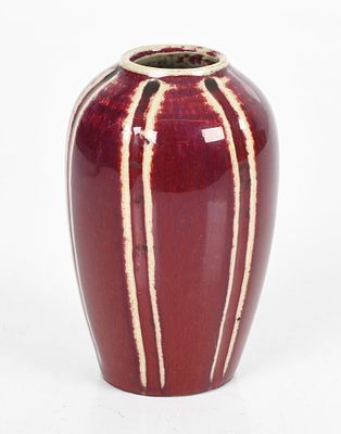 A Chinese Porcelain Flambe Melon Form Vase. A Chinese Porcelain Flambe Glaze Melon Form Vase 