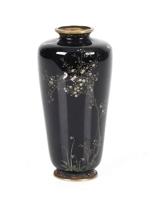 A Diminutive Japanese Cloisonne Vase 
Meiji period, in a high shouldered baluster form 