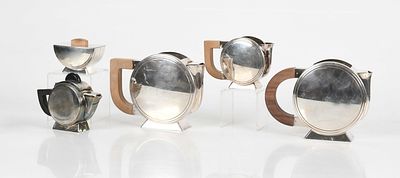 A Group of Art Deco Silver Plated Teapots, Christofle 
Three Christofle teapots and 