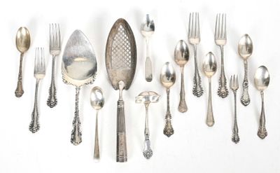 An Assorted Group of Silver Flatware 
Late 19th and 20th century, 