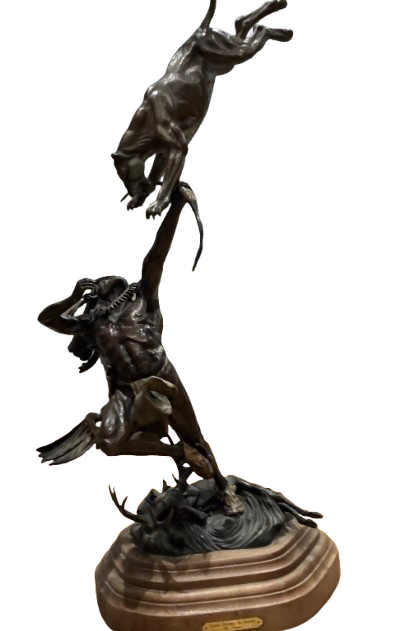Lot 196: When The Hunter Becomes The Hunted - A Masterwork Bronze By Vic Payne