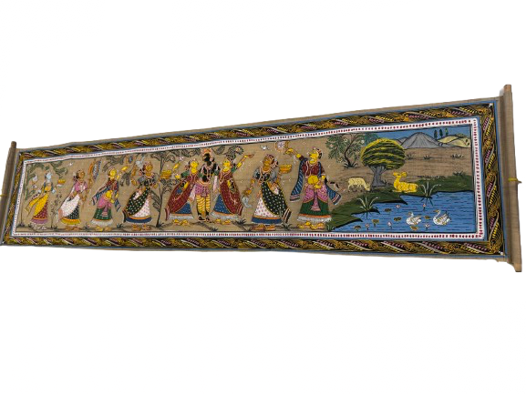 Lot 266: a traditional Indian scroll painting known as a Pattachitra