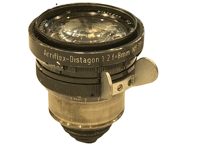 Arri Arriflex Lens Carl Zeiss Distagon 1:2/8 mm lens. an iconic vintage motion-picture prime 