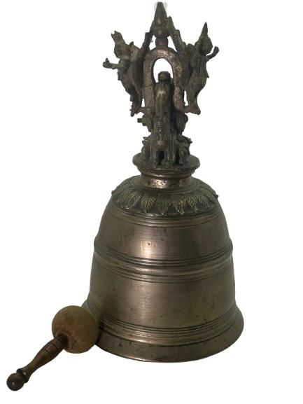 Lot 282: Bronze Ritual Bell with Finial Handle, Tibetan