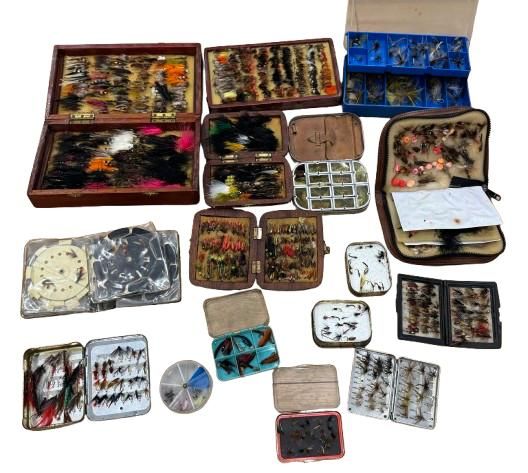 Lot 290: Collection of Vintage Fly Fishing Flies and Fly Boxes