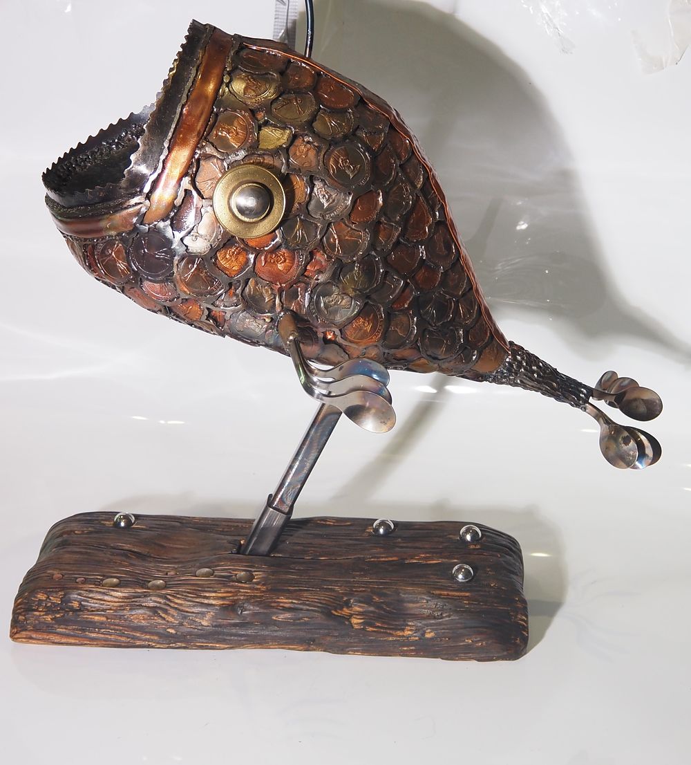Lot 152: A Hand made fish . made from vintage coins and spoons