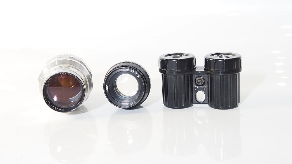 Lot 191: A  Jupiter  11 135mm f4 Jupiter 8 50mm f2 aperture smooth light internal dust  plus double film holder