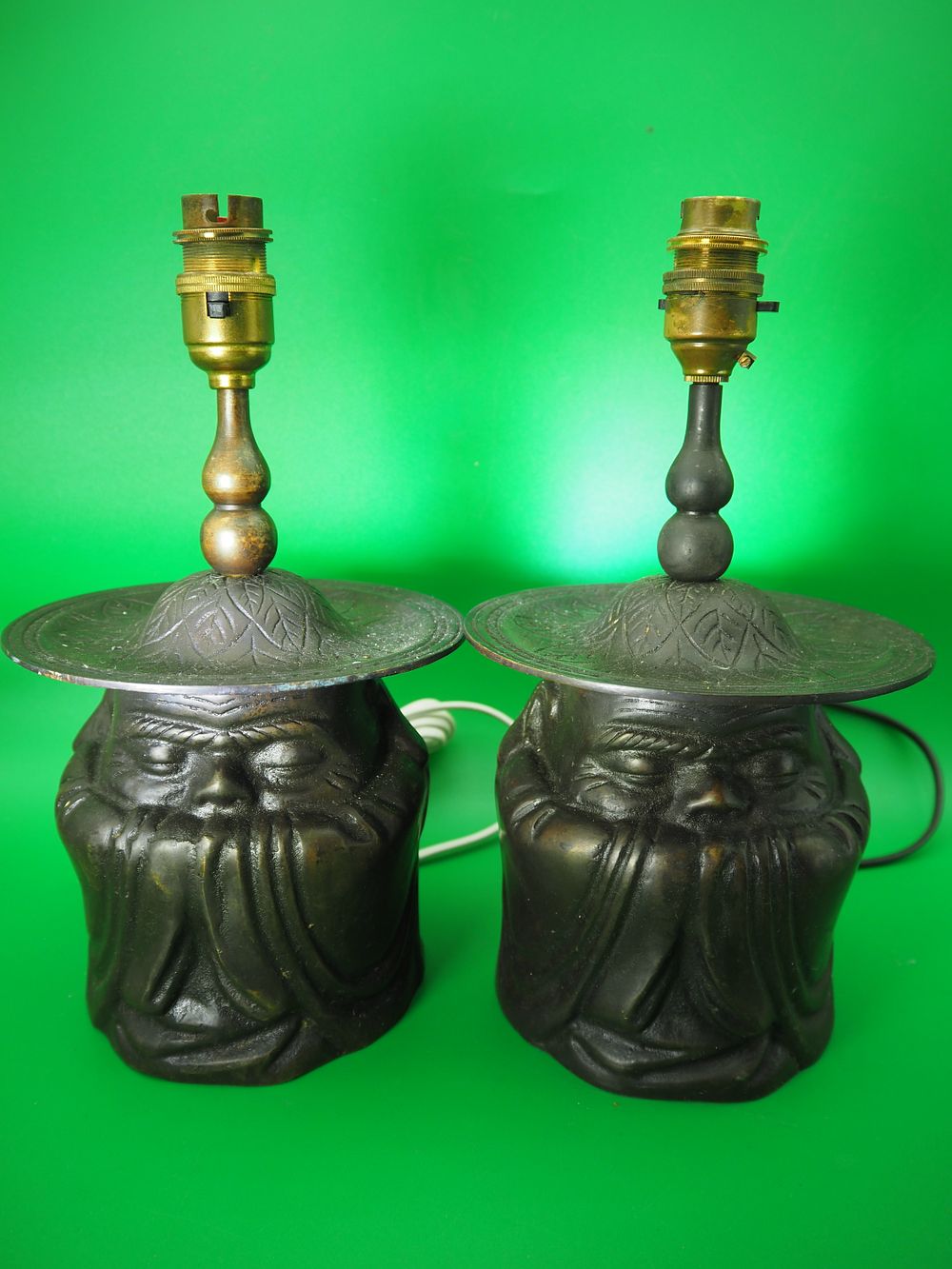 Lot 183: Pair Of Bronze Chinese Wise Man Table Lamps