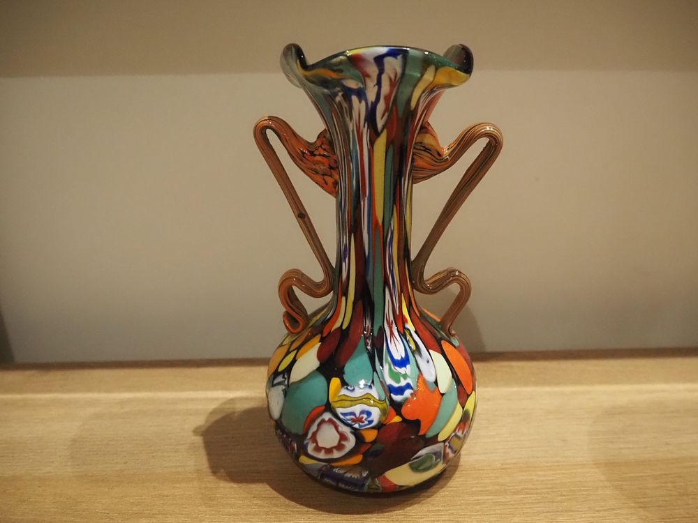 Lot 198: Marion Mitchell stage name Janie Jones Fratelli Toso Vase Carnivale Millifiore Hand Blown Murano Glass