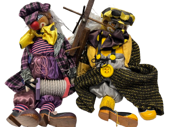 Lot 199: Marion Mitchell stage name Janie Jones Pair of Allan Agohob Clowns