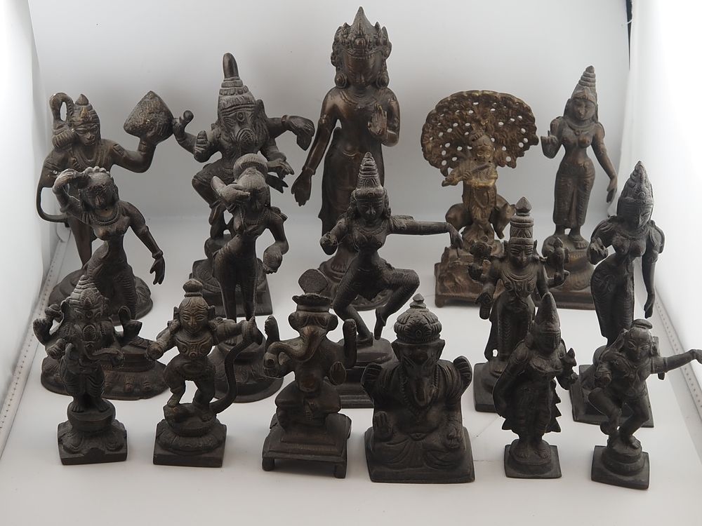Lot 238a: Collection of 16 Vintage Bronze Religious Statues