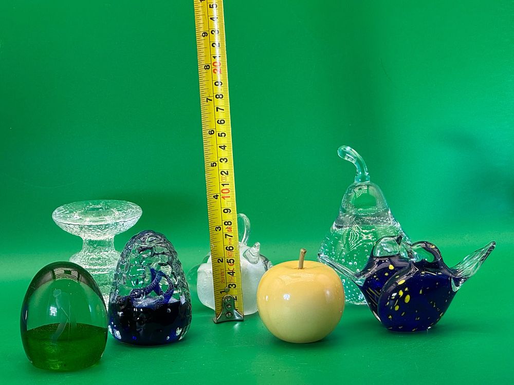 Lot 276: Collection of Seven Art Glass Paperweights and Decorative Ornaments