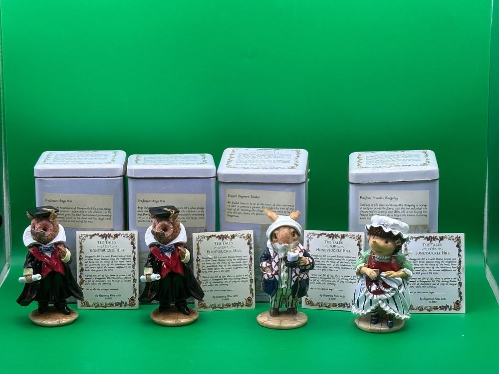 Lot 285: Set of Four Honeysuckle Hill Figurines with Tins and Certificates