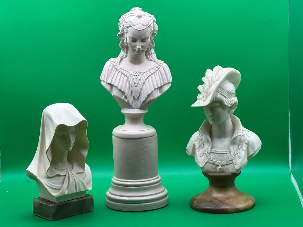 Lot 307: Three Elegant Female Bust Sculptures in Ivory Tone Resin