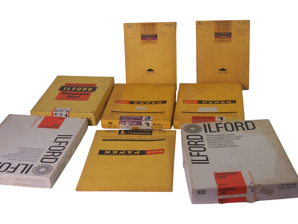 Lot 167: Seven Boxes Vintage Ilford and Kodak Bromide Photographic Paper