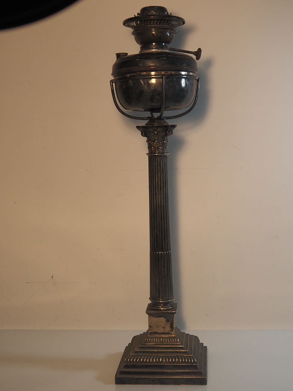 Lot 344: Silver Plated Oil Lamp Trophy 1898 Regatta 1st Prize Presented By H Harben JP Won By CJ Thomas
