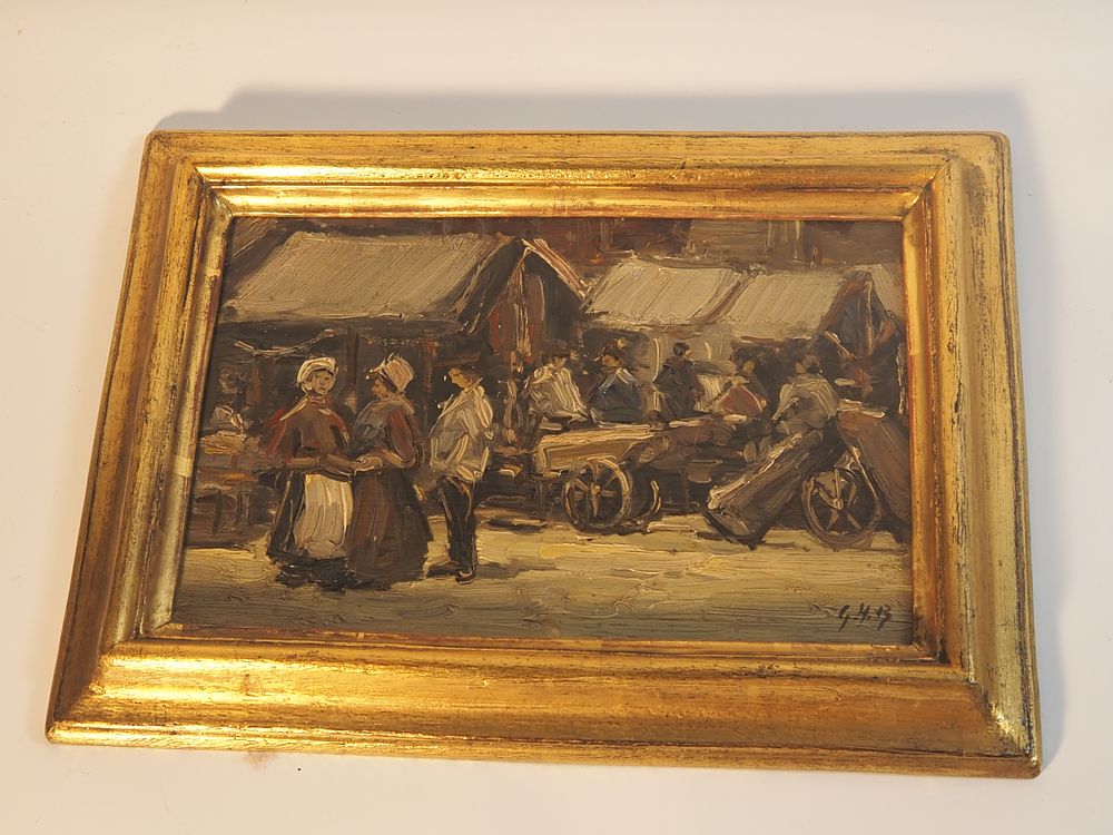 Lot 294: George Hendrik Breitner Dutch 1857 1923 Market Scene Oil Painting Monogrammed GHB
