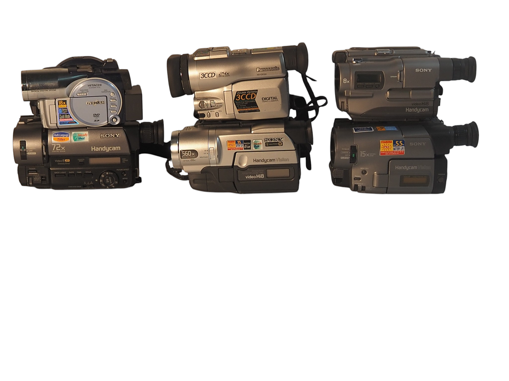 Lot 190: Lot of 6 Vintage Camcorders Sony Handycam Video8 Hi8 Hitachi DVDCAM Panasonic 3CCD