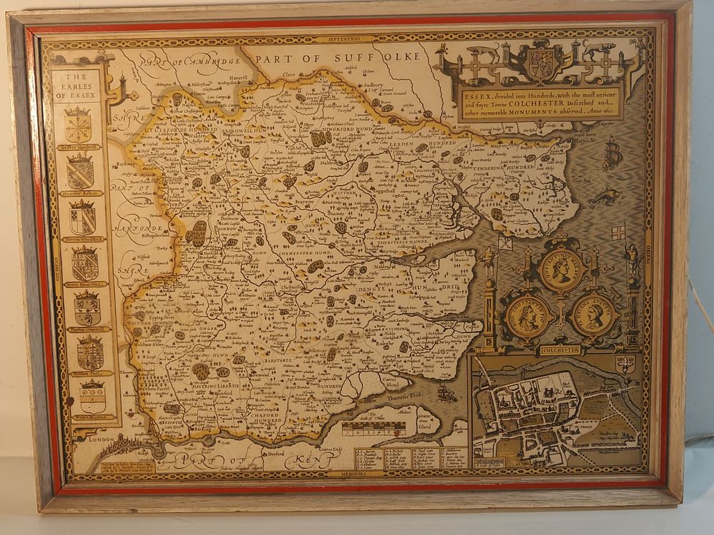 Lot 295b: Framed John Norden Map Of Essex Anno 1610 Published By John Speed And George Humble