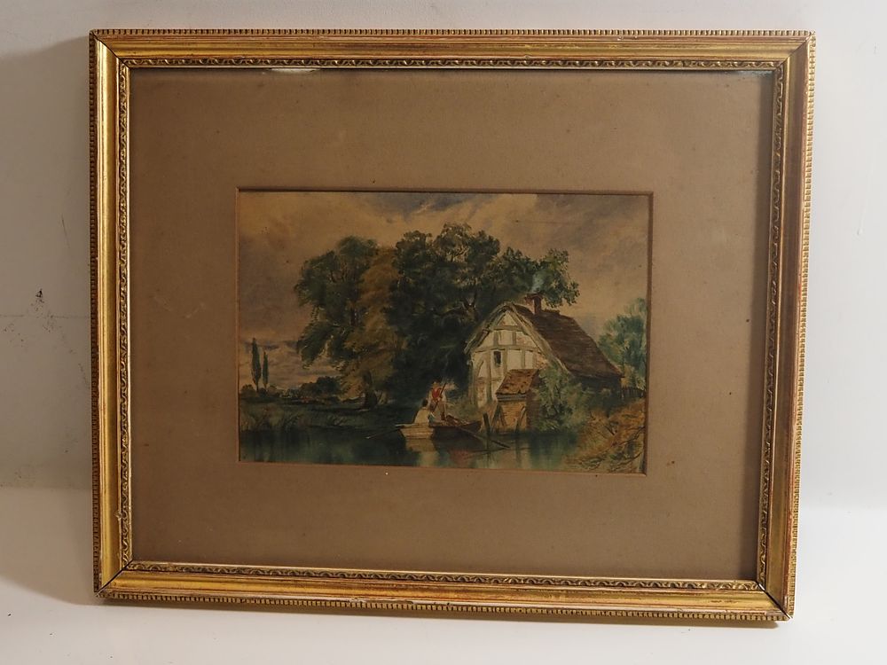Lot 295e: Framed Antique Watercolour A Cottage On A Backwater East Bergholt Willie Lott Farm
