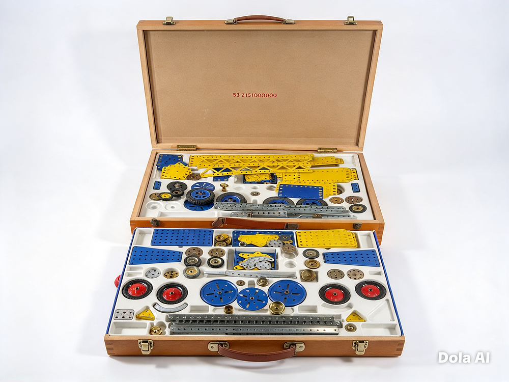Lot 210: Meccano Set 53 Z151000000 Deluxe Construction Set In Fitted Wooden Case