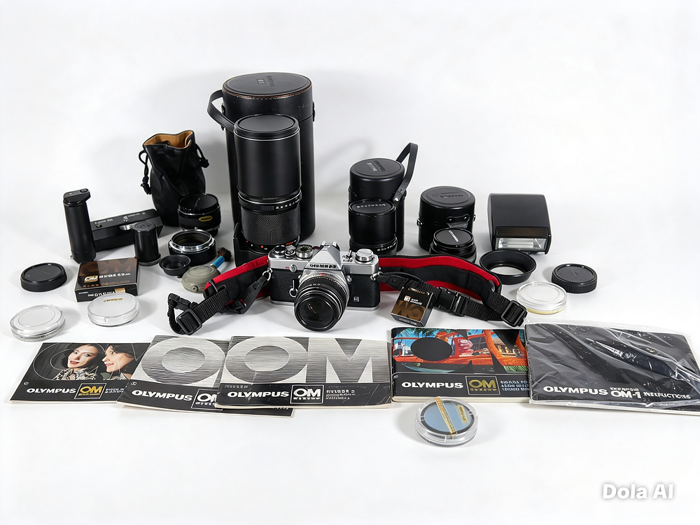 Lot 43: Olympus OM 1 35mm SLR Camera Extensive Lens And Accessory Collection