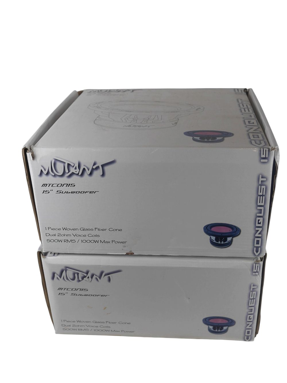 Lot 98: hi fi Pair Mutant Conquest 15 MTCON15 15 Inch Subwoofers New In Boxes