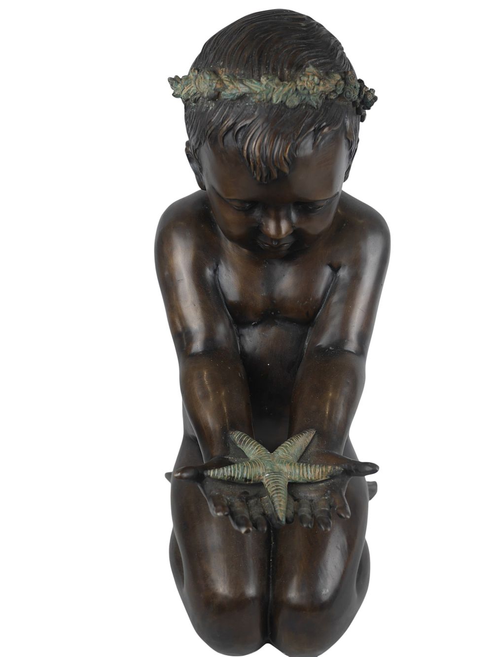Lot 168: Bronze Mermaid Child Figure Holding Starfish