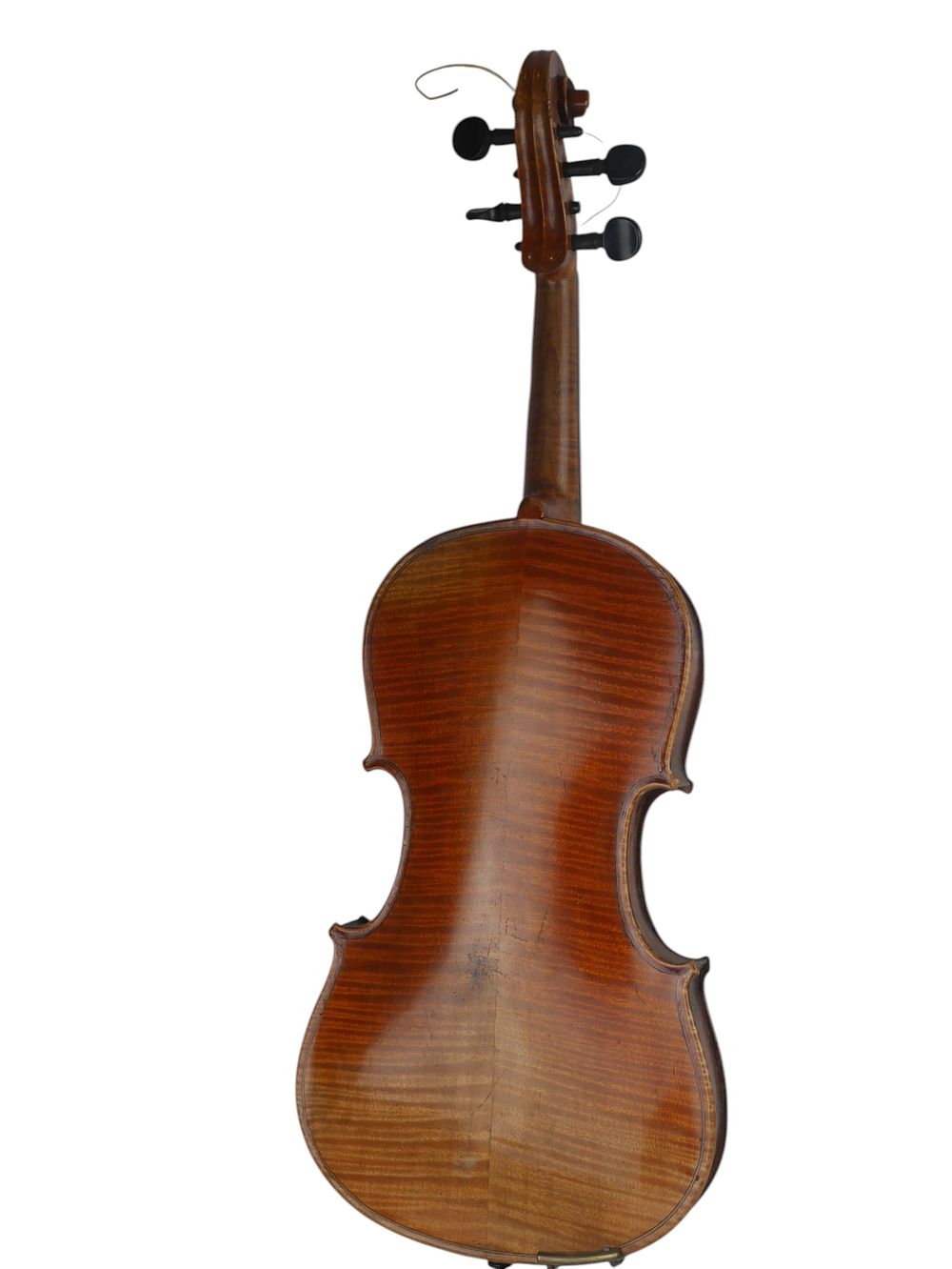 Lot 163: Antique 4 4 Violin Dark Patina Flamed Maple Back Needs Restoration