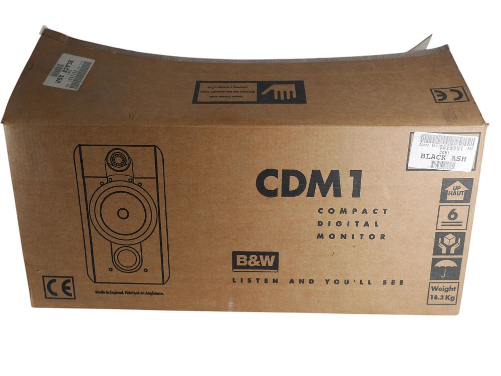 Lot 106: Bowers and Wilkins CDM1 Black Ash Speakers with Original Box