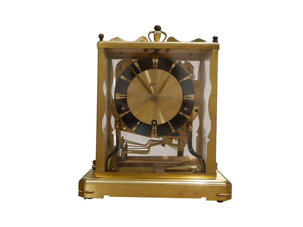 Lot 194b: Schatz Brass Four Glass Anniversary Clock by Aug Schatz and Sohne