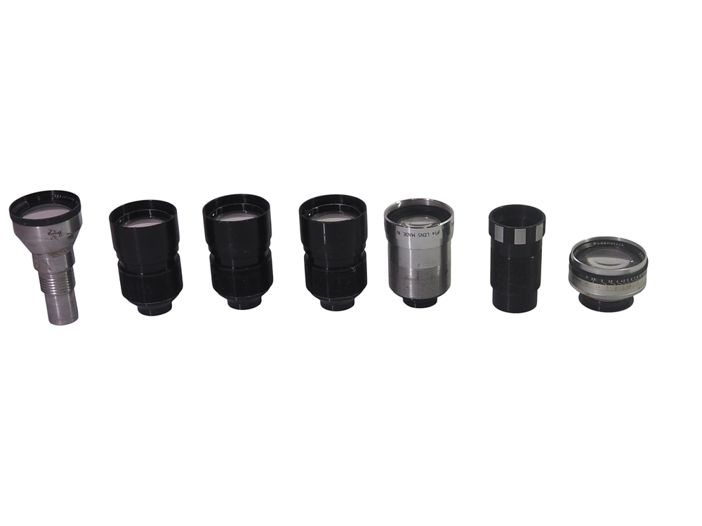 Lot 228: Seven Mixed Vintage Projection Lenses Pullin, Bell & Howell, Dallmeyer, and More