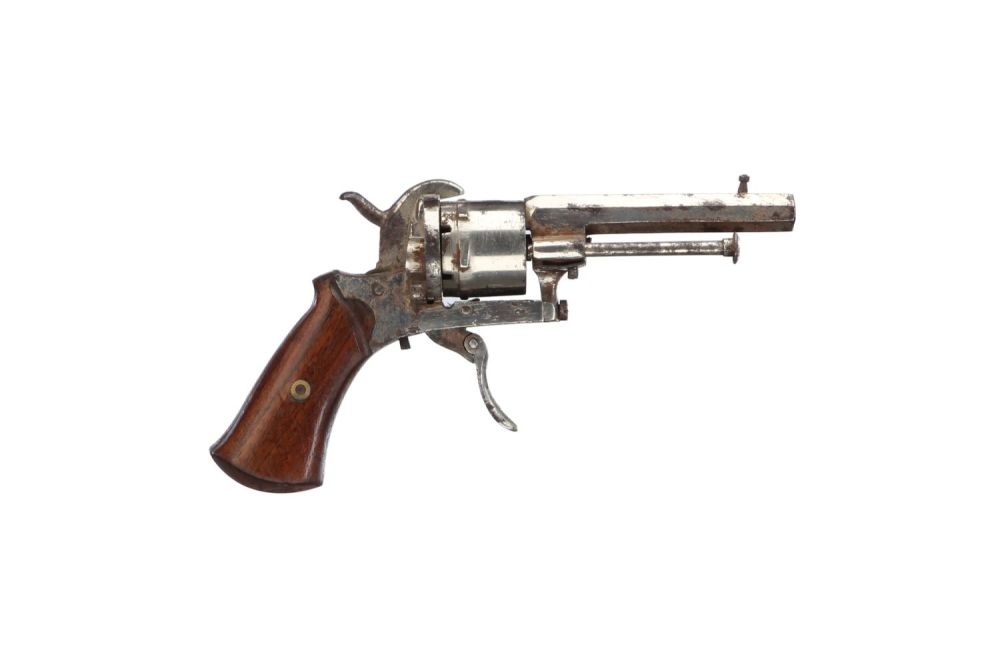 Lot 248: A BELGIAN PINFIRE 7mm REVOLVER NVSN