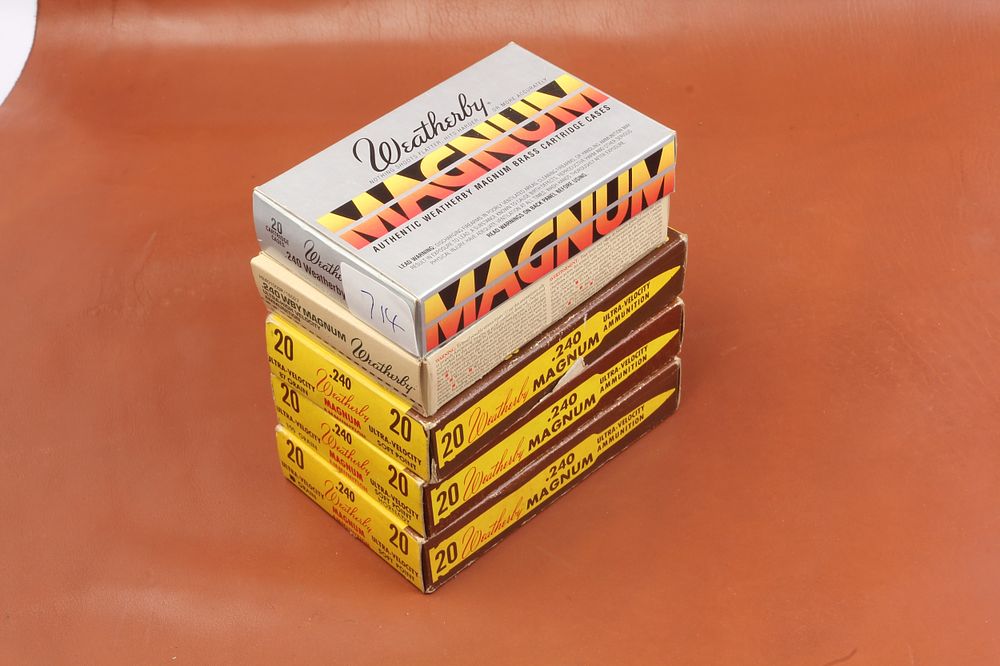 Lot 458: 100 .240 WEATHERBY MAGNUM CASES
