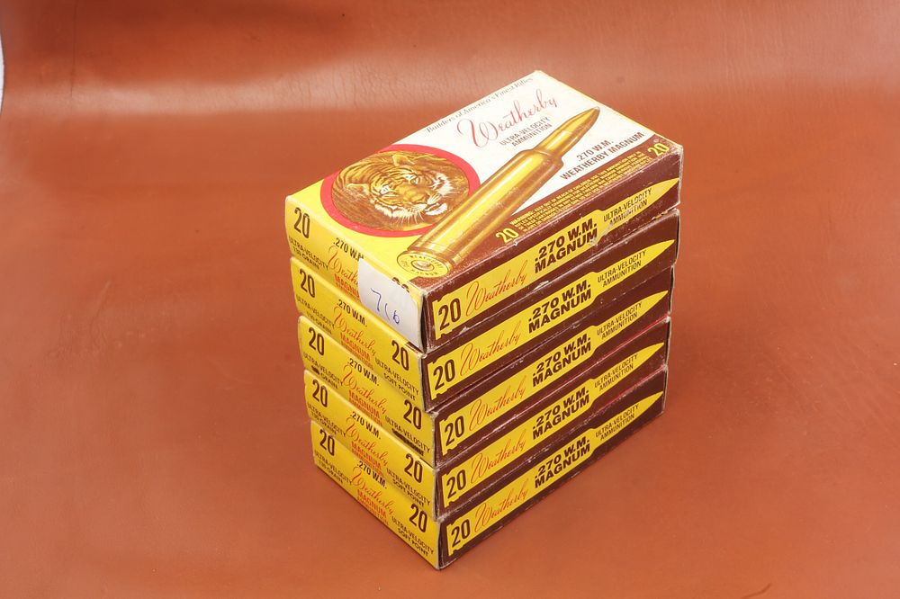 Lot 460: 100 .270 WEATHERBY MAGNUM CASES