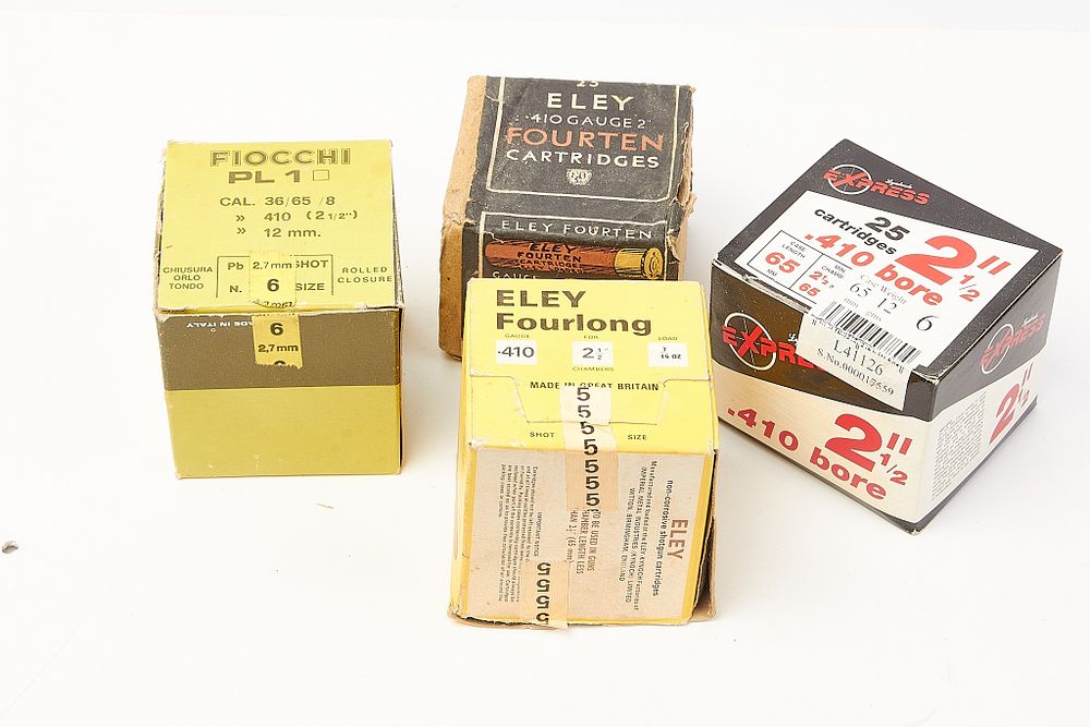 Lot 529: 4 Boxes ASSORTED .410 CARTRIDGES