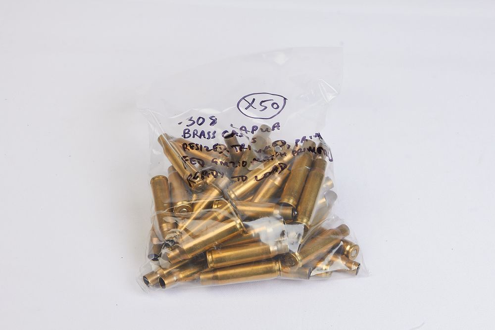 Lot 675: Lapua once fired .308 FL resized, trimmed and...