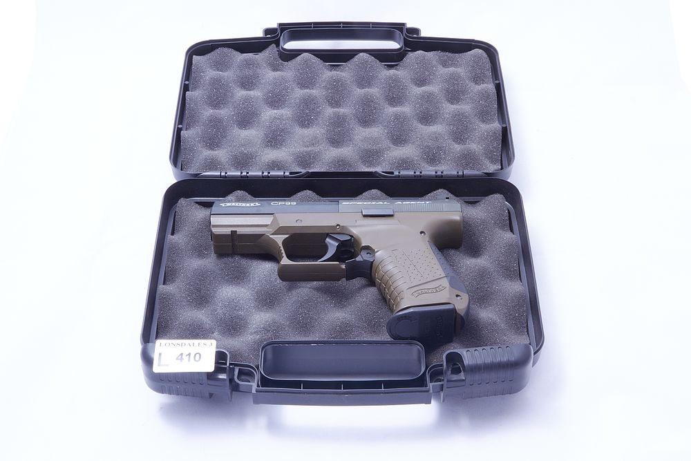 Lot 410: WALTHER
A .177 CAL. WALTHER CP99 SPECIAL AGENT AIR PISTOL. 
Ser No J161572667.