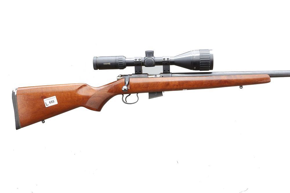 Lot 606: CZ 
A .17 HMR American bolt action rifle. Serial No.A845358