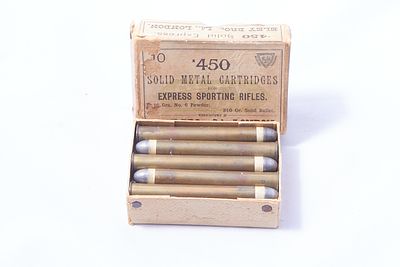 EARLY PACKET OF ELEY .450 X 3 1/4 BLACK POWDER EXPRESS CARTRIDGES. Sect 1 - FAC or RFD to buy 