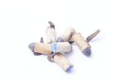 .36 ELEY PATENT MUZZLE LOADING SKIN CARTRIDGES 6 OF. 6 rds of scarce .36 calibre Eley patent 