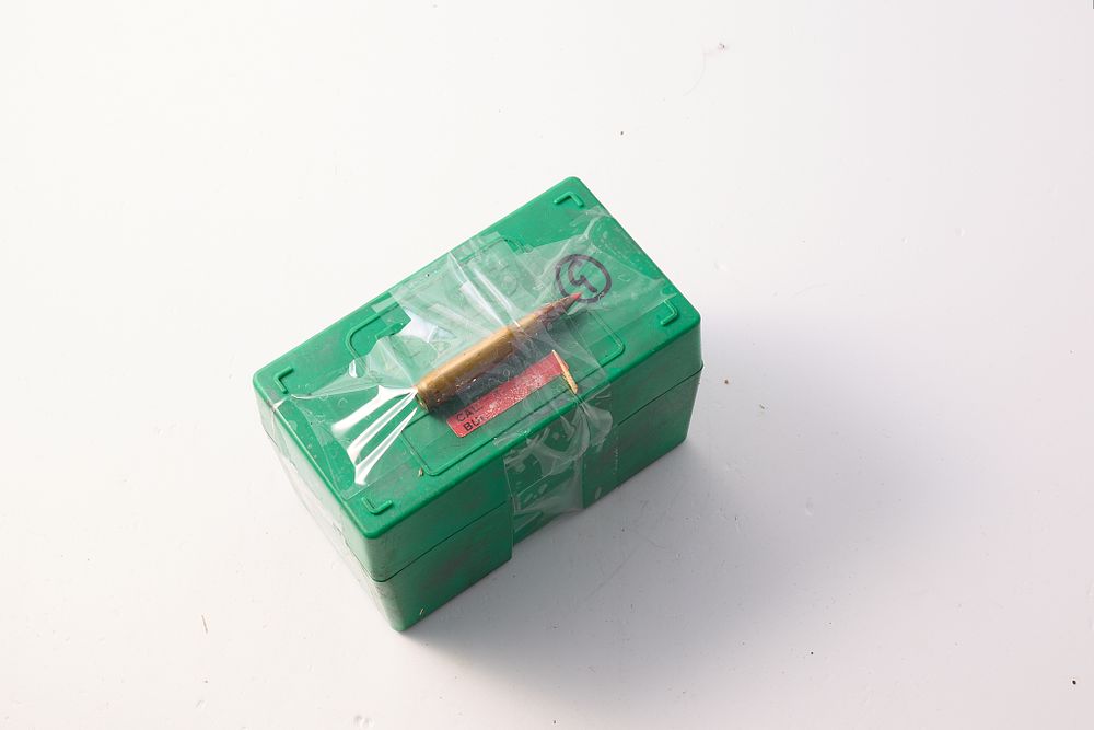 Lot 1336: 34 ROUNDS OF .308 WINCHESTER AMMUNITION. 29, LAPUA CASE 150 GR HORNADY SST PLUS 2 UNKNOWN ROUND NOSE SOFT POINT. ALSO 5, 110 GR SOFT POINT ALONG WITH 15 FMJ HOLLOW POINT AND 9 BRASS CASES. ALL IN A GREEN RCBS CARRY / STORAGE CASE.7