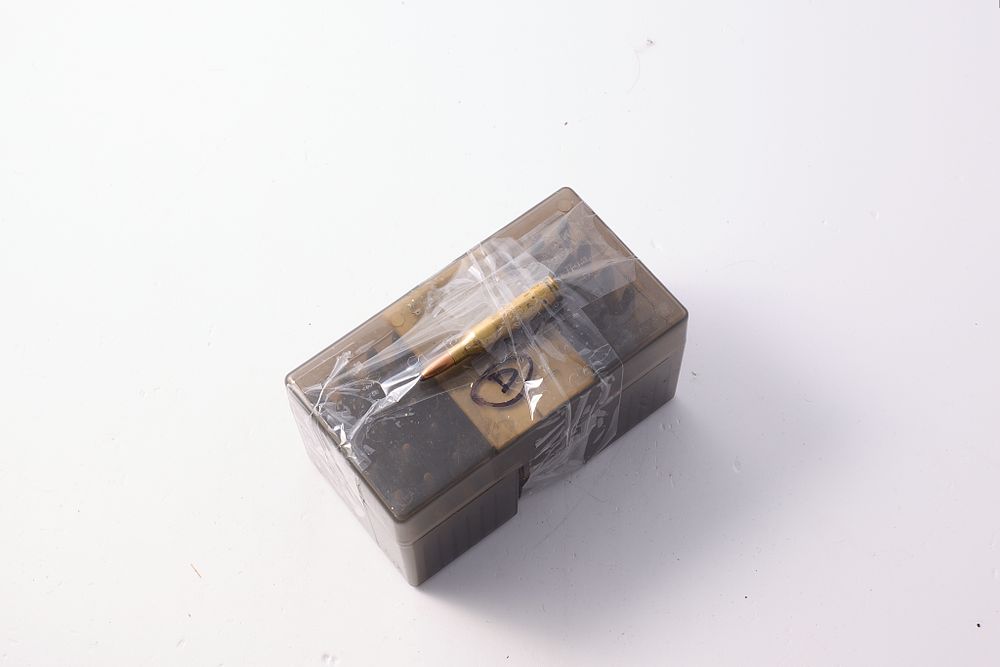 Lot 1330: 50 ROUNDS OF .243 WINCHESTER 100 GRAIN SOFT POINT BOAT TAIL AMMUNITION IN GREY FRANKFORD ARSENAL CARRY / STORAGE CASE.
