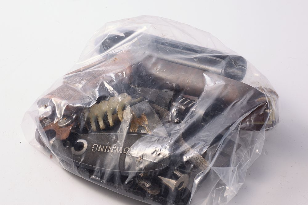 Lot 1299: ASSORTED LOT OF GRIPS, BUTTPADS, CLEANING BRUSHES, ACCOUTREMENTS AS PICTURED