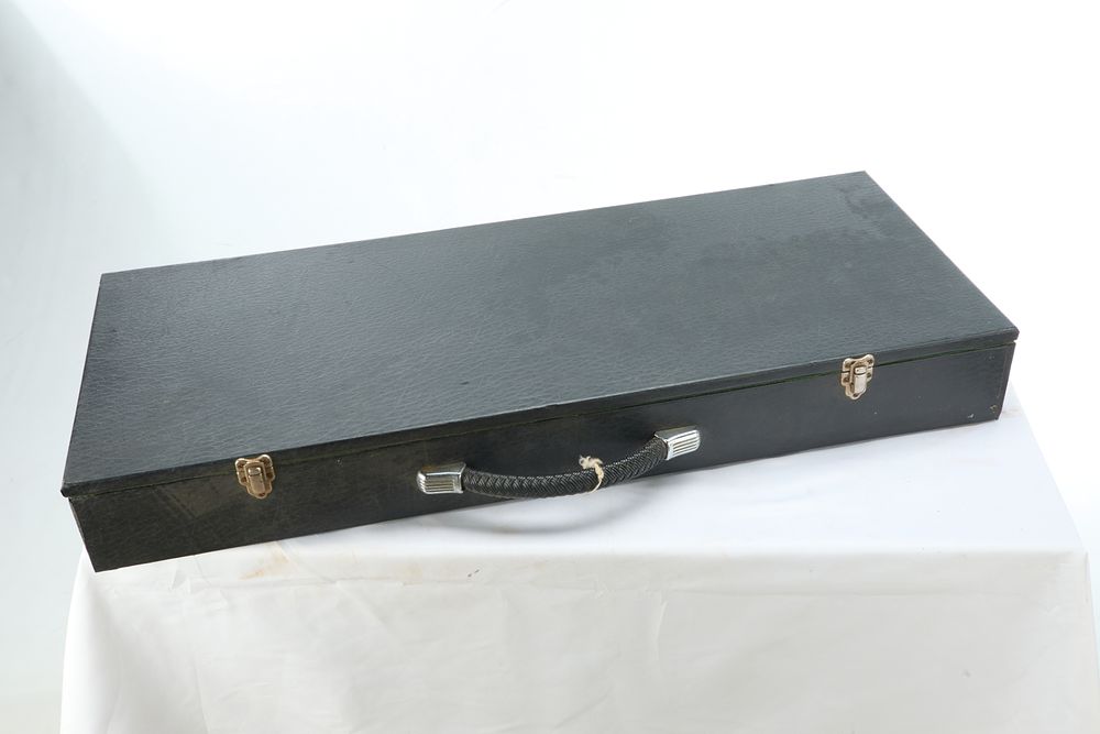 Lot 1072: HARD LEATHER GUN CASE W DUAL LOCKS