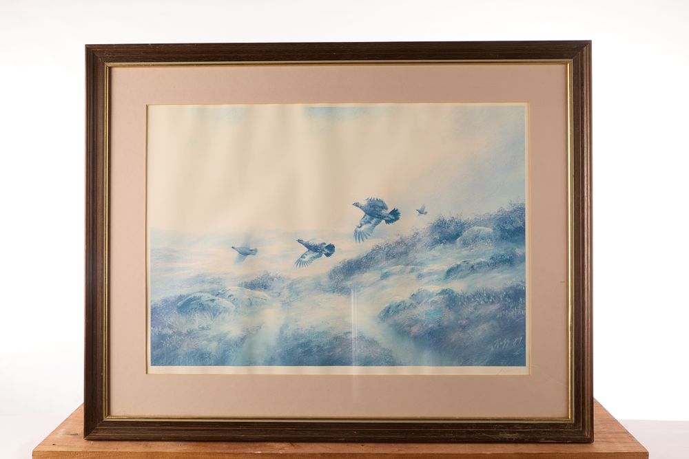 Lot 1051: WILDFOWL FLIGHTING SCENE, PRINT.