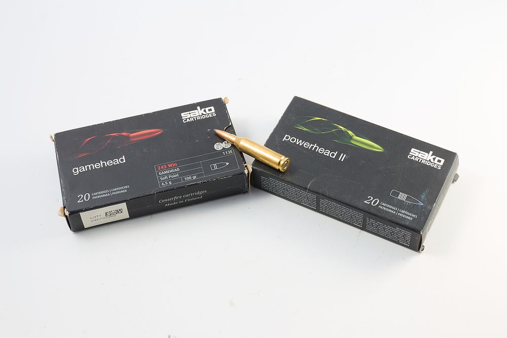 Lot 775: ASSORTED SAKO .243 WIN AMMUNITION, 17 100 GR, 11 80 GR